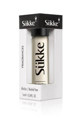 Sükke 5 ml alcohol-free perfume bottle with black and white packaging, featuring jasmine and saffron notes, similar to Baccarat Rouge 540.